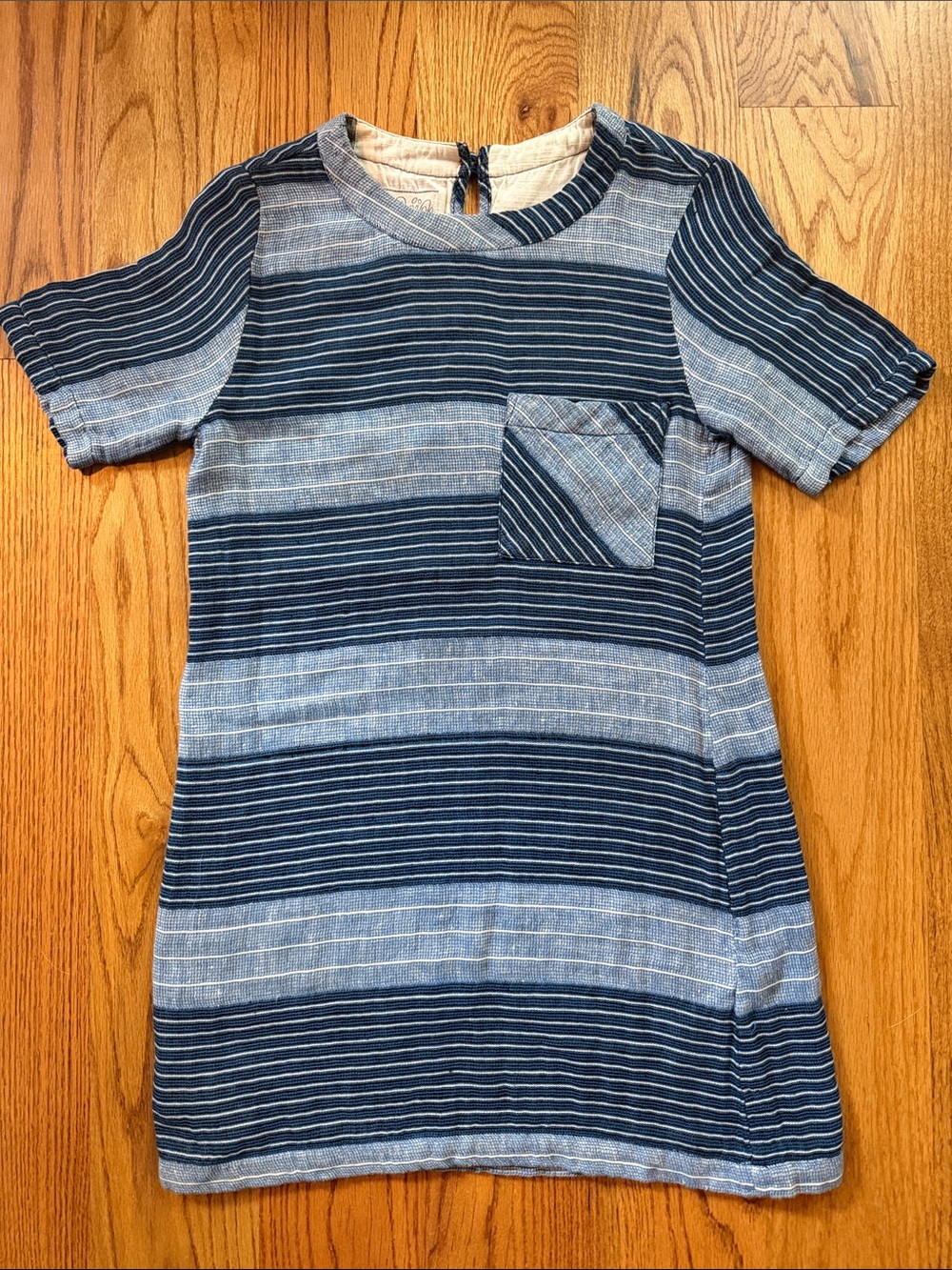AC&Jig Striped Short Sleeve Dress in Navy and Light Blue